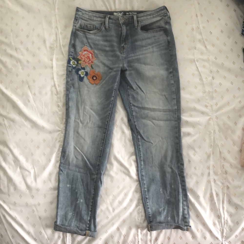 Mossimo Denim High Rise Embroidered Straight Jeans